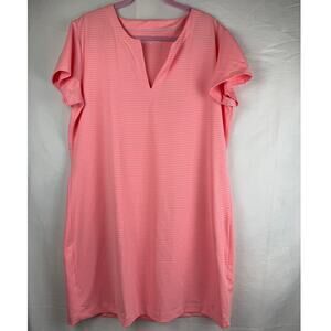 Vineyard Vines Performance Dress Coral Pink Stripe Size XL V-Neck